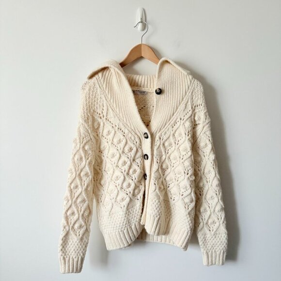 Zara Pompom Knit Cardigan Jacket Bloggers Favourite Cream Ecru Size Small - Picture 5 of 10